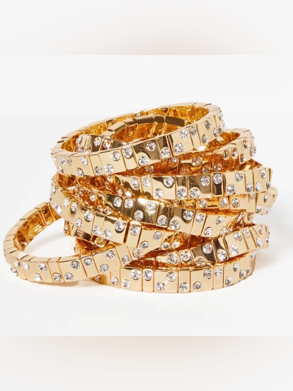 Roxanne Assoulin Authentic One Gold Tone Stretch Bracelet With Glass Stones  New